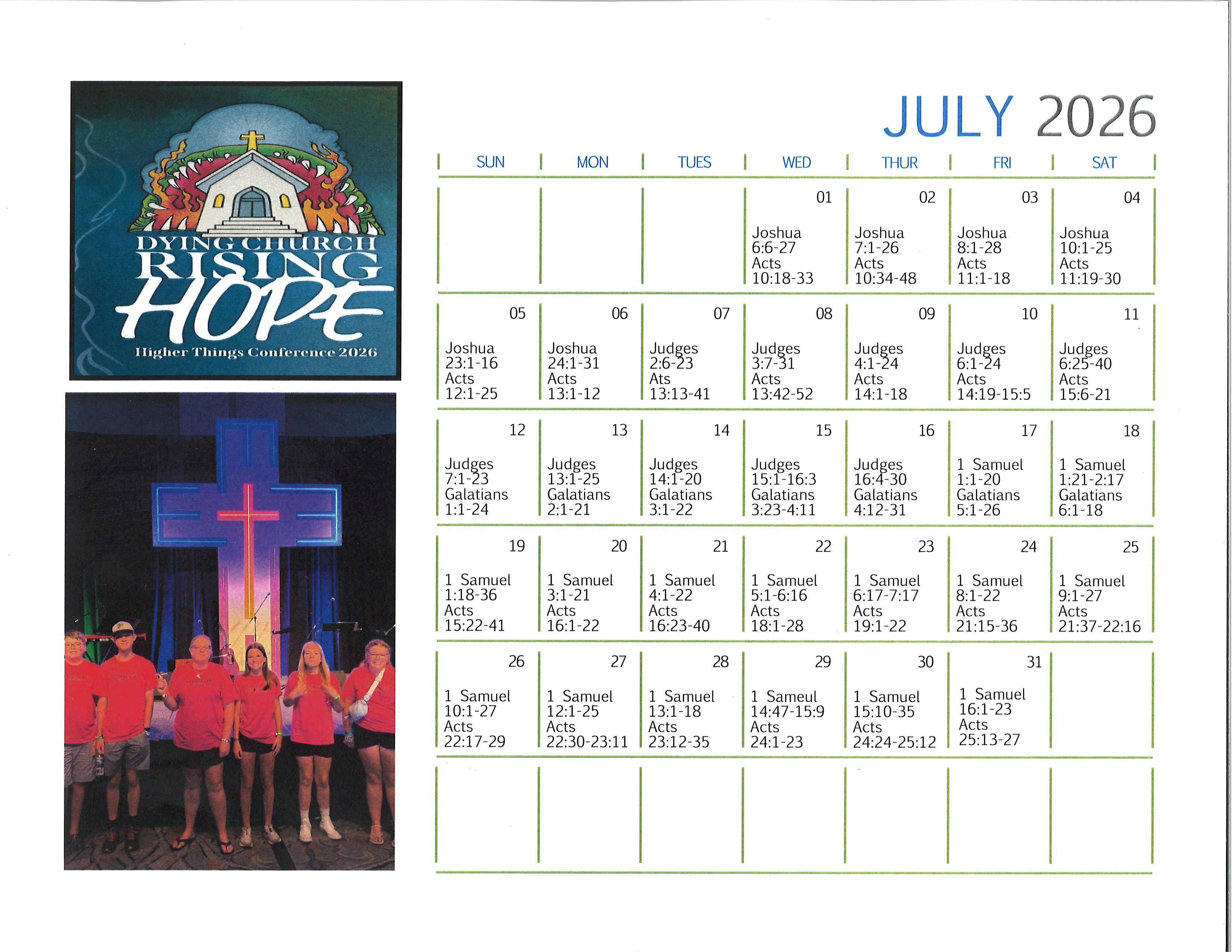 July Scripture Calendar